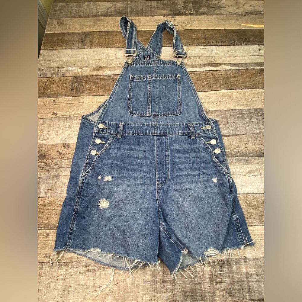 Blue Denim Overalls Shorts Gap